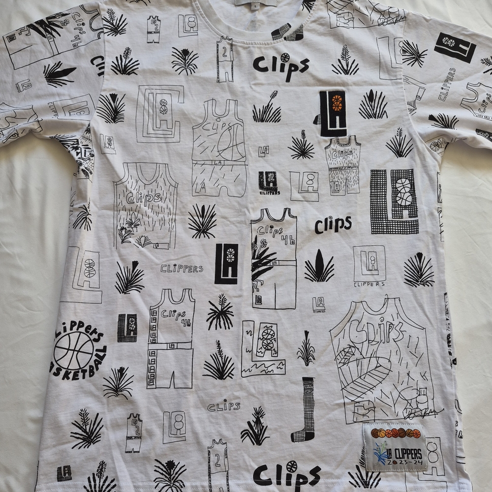 Graphic White T-Shirt with Black Illustrations